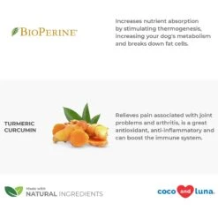 Coco And Luna Turmeric Curcumin Anti-Inflammatory Bacon & Liver Flavor Dog Supplement, 120 Count -Pet Wellness 199341 PT3. AC SS1800 V1657656137