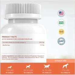 Coco And Luna Turmeric Curcumin Anti-Inflammatory Bacon & Liver Flavor Dog Supplement, 120 Count -Pet Wellness 199341 PT5. AC SS1800 V1651868506