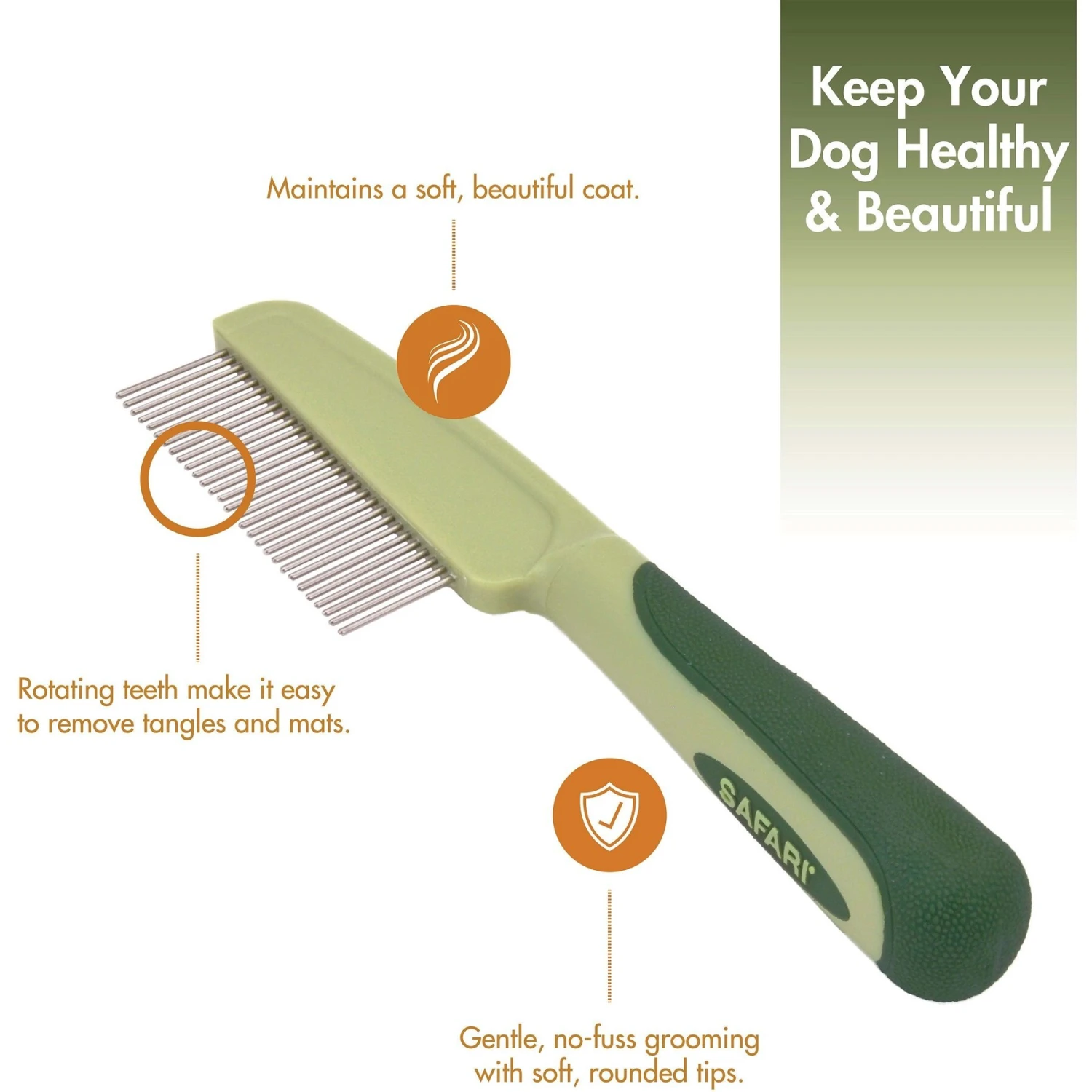 Safari Medium Dog Comb With Rotating Teeth 2 Safari Medium Dog Comb With Rotating Teeth - Image 2