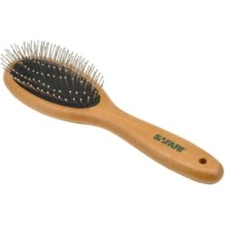 Safari Wire Pin Bamboo Handle Dog Brush