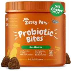 Zesty Paws Probiotic Bites Chicken Flavored Soft Chews Gut Flora & Digestive Supplement For Dogs