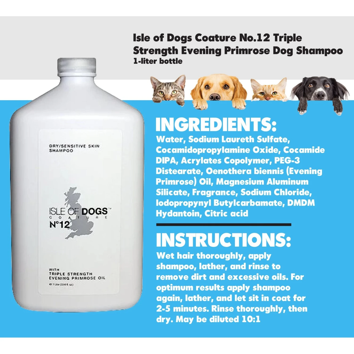 Isle Of Dogs Coature No.12 Triple Strength Evening Primrose Dog Shampoo 2 Isle Of Dogs Coature No.12 Triple Strength Evening Primrose Dog Shampoo - Image 2