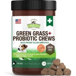 Strawfield Pets Green Grass + Probiotic Chews Grain-Free Dog Supplement, 120 Count