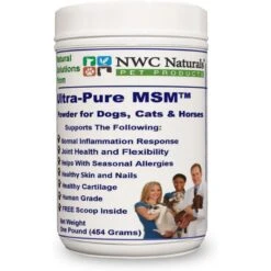 NWC Naturals Ultra-Pure MSM Powder Dog, Cat & Horse Supplement, 1-lb Bottle