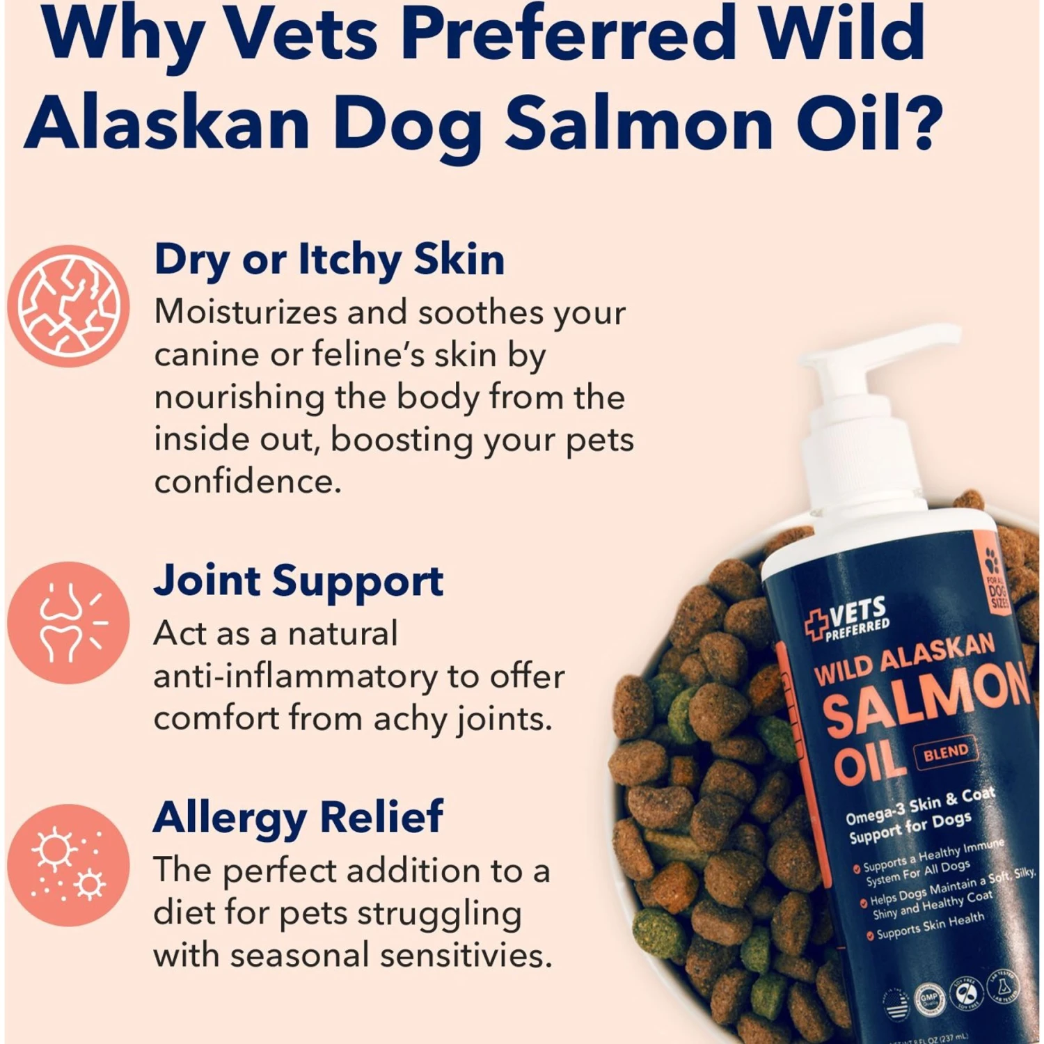 Vets Preferred Wild Alaskan Salmon Oil Dog Supplement, 15.5-oz Bottle 3 Vets Preferred Wild Alaskan Salmon Oil Dog Supplement, 15.5-oz Bottle - Image 3
