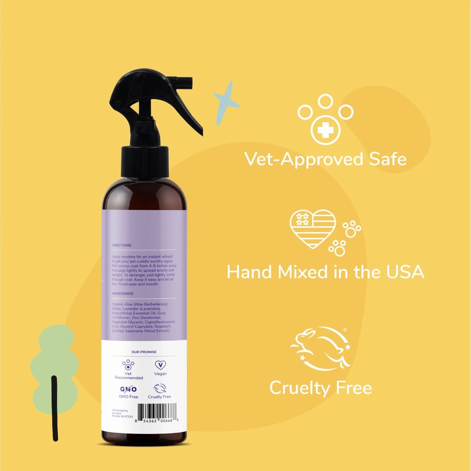 Kin+kind Natural Lavender Dog & Cat Odor Neutralizer Spray, 12-oz Bottle 2 Kin+kind Natural Lavender Dog & Cat Odor Neutralizer Spray, 12-oz Bottle - Image 2