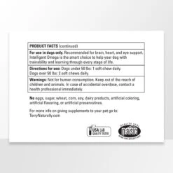 Terry Naturally Animal Health Intelligent Omega Dog Supplement, 60 Count 10 Terry Naturally Animal Health Intelligent Omega Dog Supplement, 60 Count -Pet Wellness 205089 PT3. AC SS1800 V1680103706