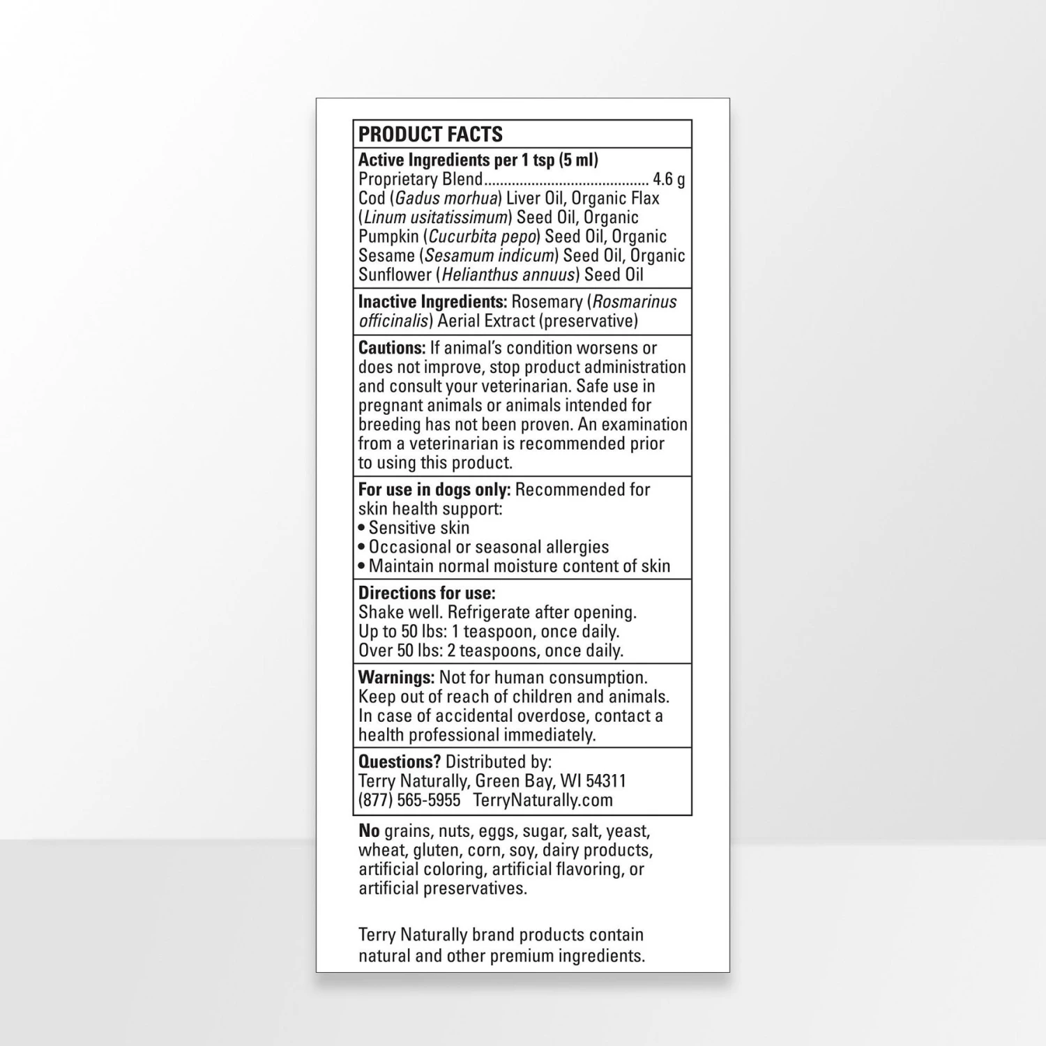 Terry Naturally Animal Health Omega Skincare Dog Supplement, 8-oz Bottle 3 Terry Naturally Animal Health Omega Skincare Dog Supplement, 8-oz Bottle - Image 3