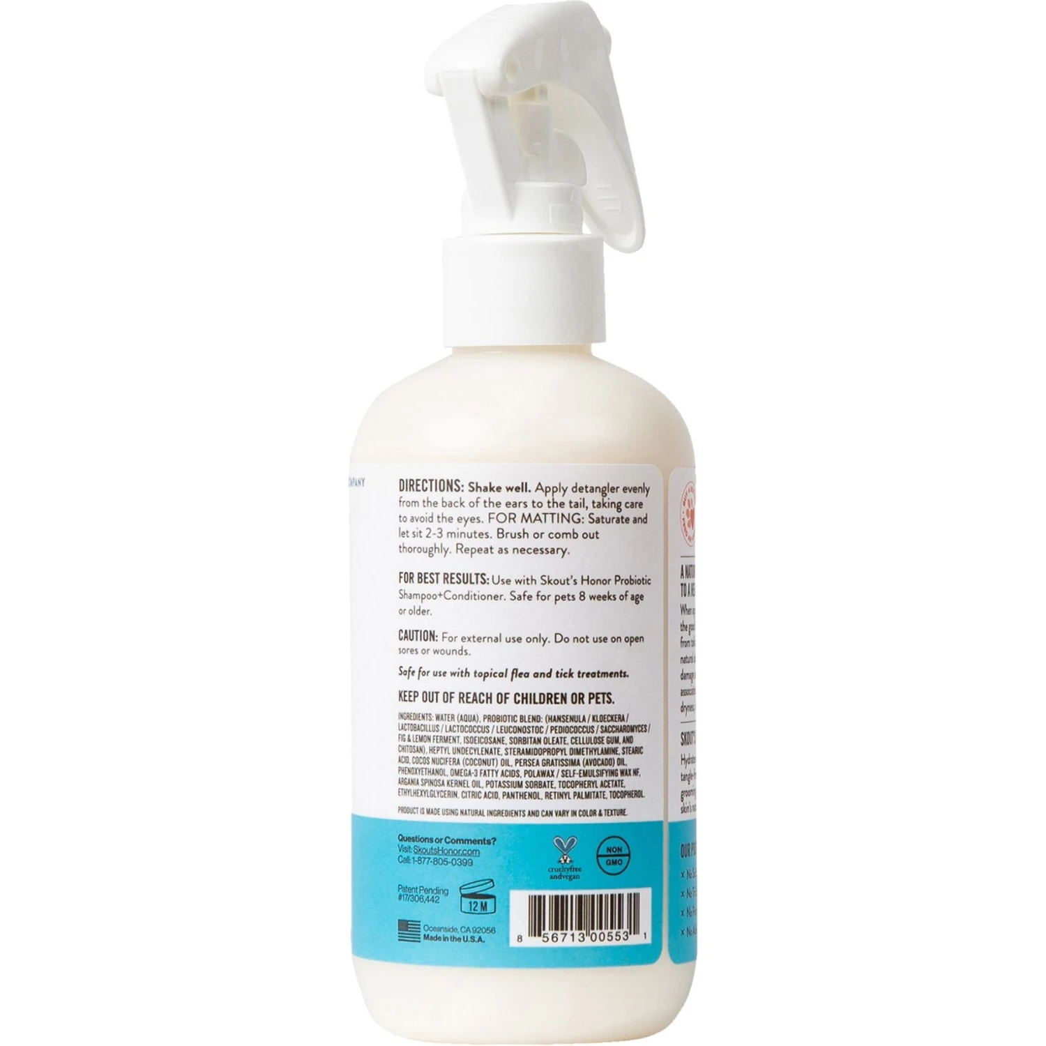 Skout's Honor Probiotic Unscented Daily-Use Dog Detangler Spray, 8-oz Bottle 2 Skout's Honor Probiotic Unscented Daily-Use Dog Detangler Spray, 8-oz Bottle - Image 2