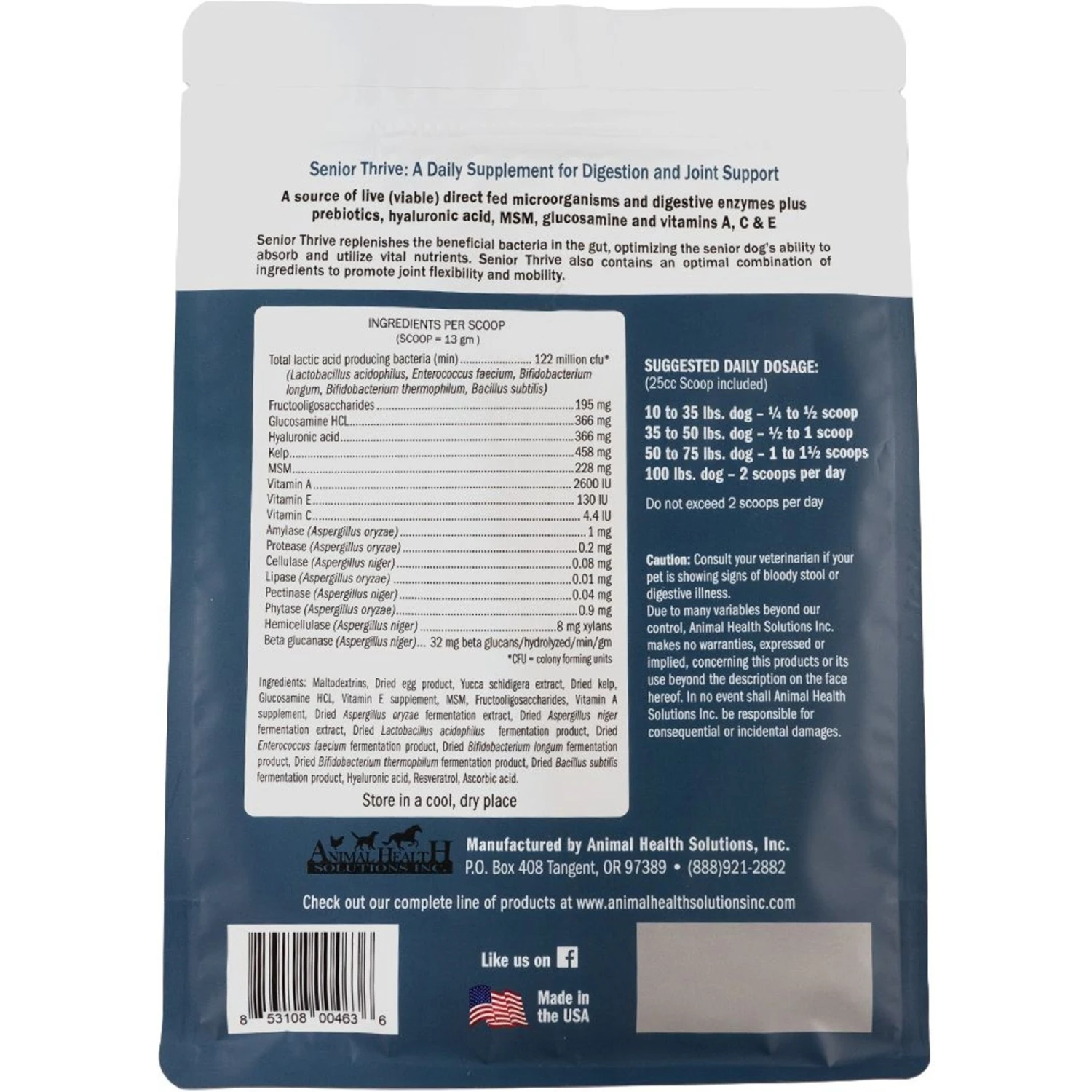 Animal Health Solutions ProThrive Senior Daily Digestive Aid Osteoarthritis Preventative Prebiotics & Probiotics Dog Supplement 2 Animal Health Solutions ProThrive Senior Daily Digestive Aid Osteoarthritis Preventative Prebiotics & Probiotics Dog Supplement - Image 2