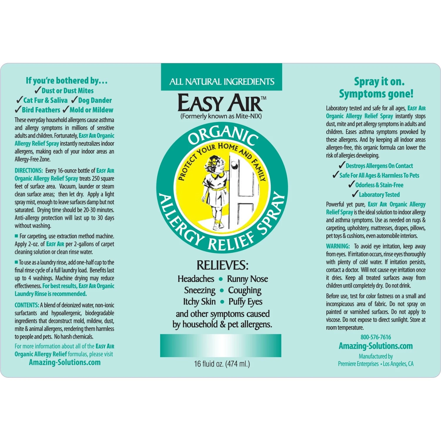 Amazing-Solutions Easy Air Organic Allergy Relief Pet Spray, 16-oz Bottle 2 Amazing-Solutions Easy Air Organic Allergy Relief Pet Spray, 16-oz Bottle - Image 2