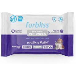 Vetnique Labs Furbliss Pet Wipes Cleansing & Deodorizing Hypoallergenic Paw & Body Dog & Cat Wipes