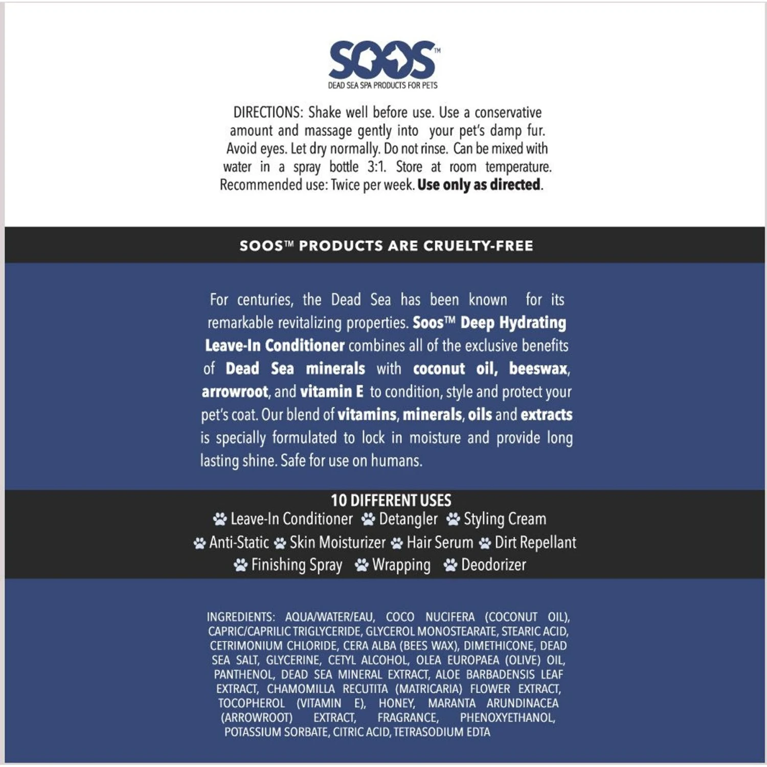 Soos Pets Deep Hydrating Leave-In Dog & Cat Conditioner 5 Soos Pets Deep Hydrating Leave-In Dog & Cat Conditioner - Image 5