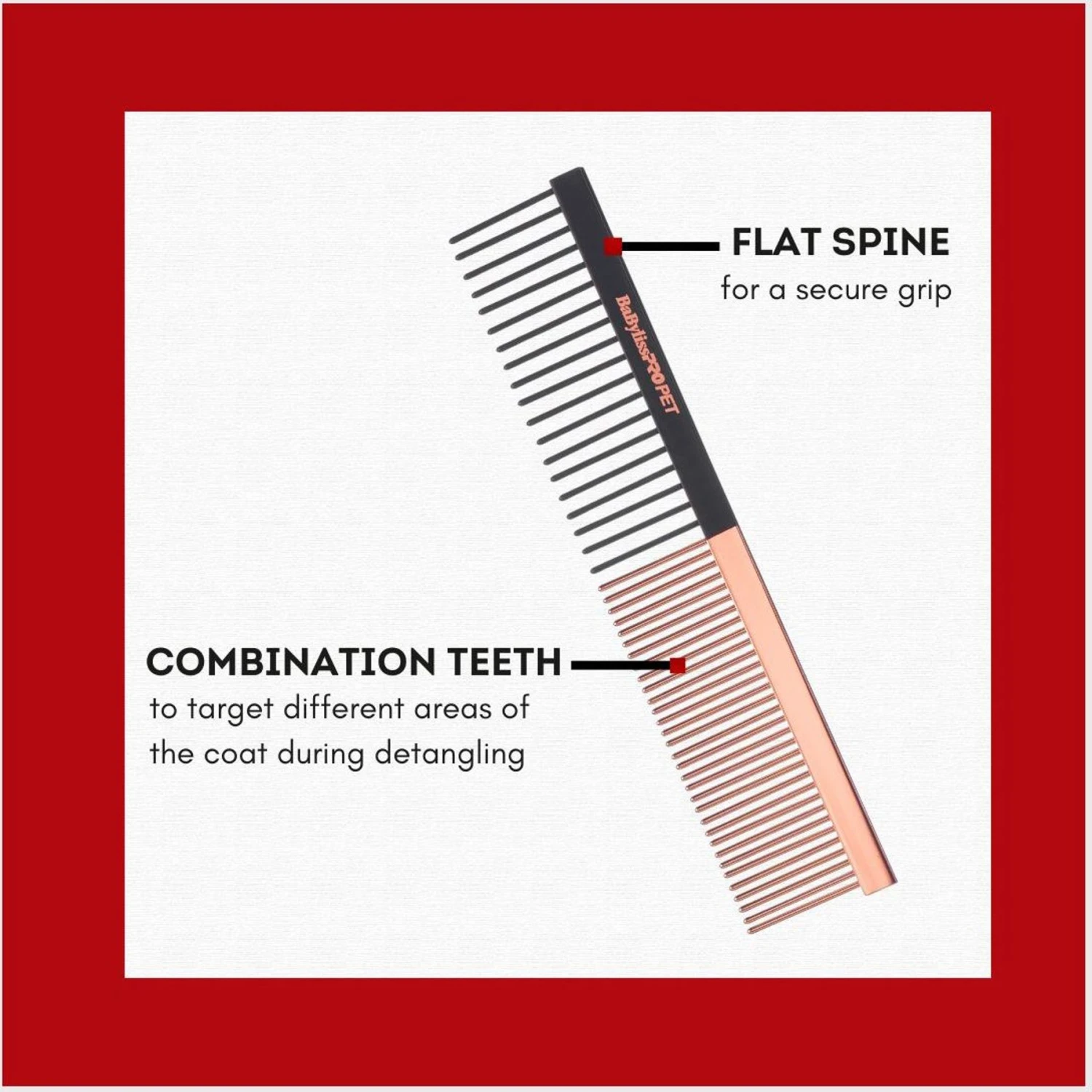 Babyliss Pro Pet Pet Comb, Rose Gold 2 Babyliss Pro Pet Pet Comb, Rose Gold - Image 2