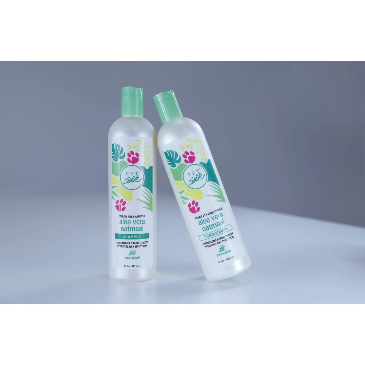 Pet Silk Vegan Aloe Vera Oatmeal Dog & Cat Shampoo & Conditioner Kit, 16-oz Bottle, 2 Count 2 Pet Silk Vegan Aloe Vera Oatmeal Dog & Cat Shampoo & Conditioner Kit, 16-oz Bottle, 2 Count - Image 2