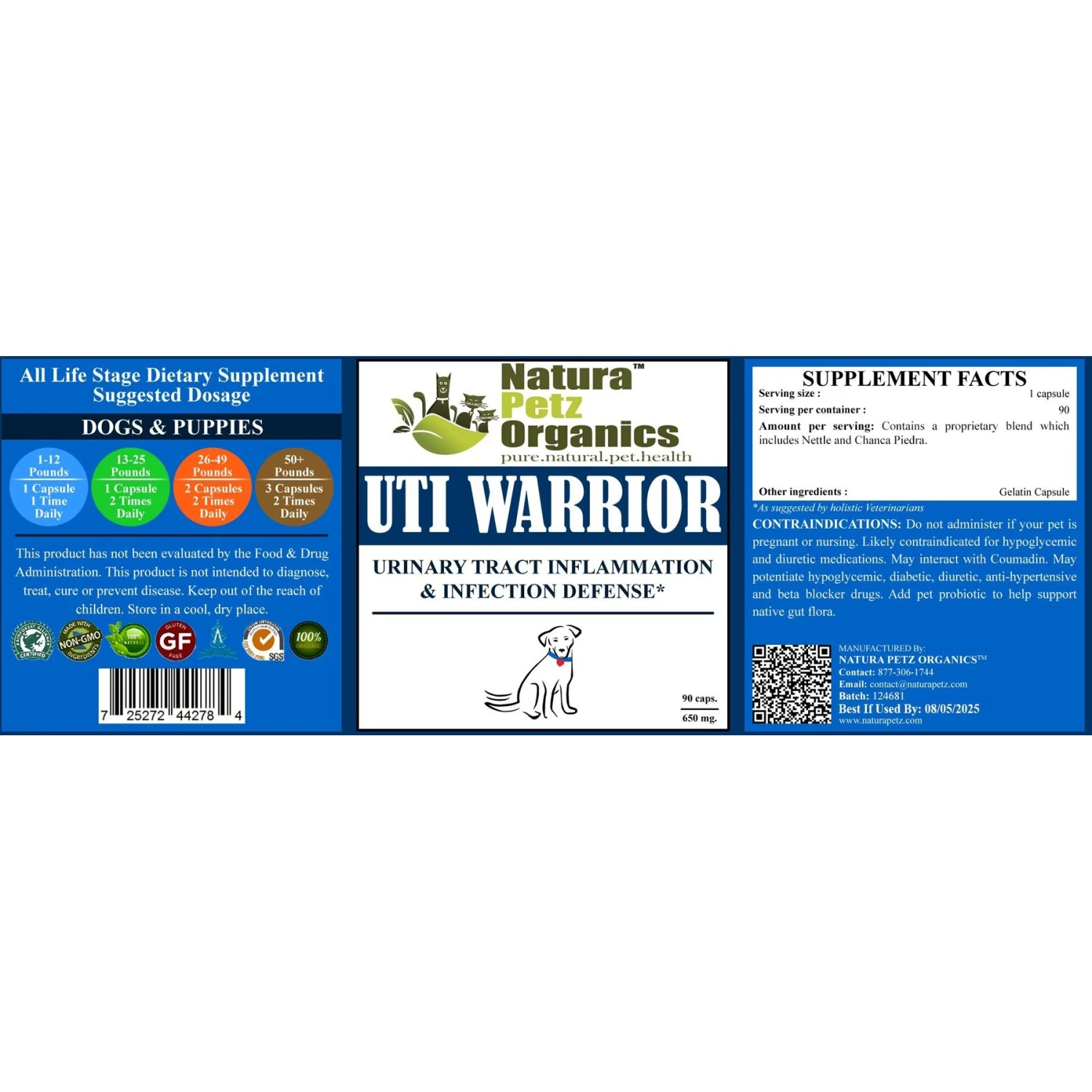 Natura Petz Organics UTI Warrior Dog Supplement, 90 Count 3 Natura Petz Organics UTI Warrior Dog Supplement, 90 Count - Image 3