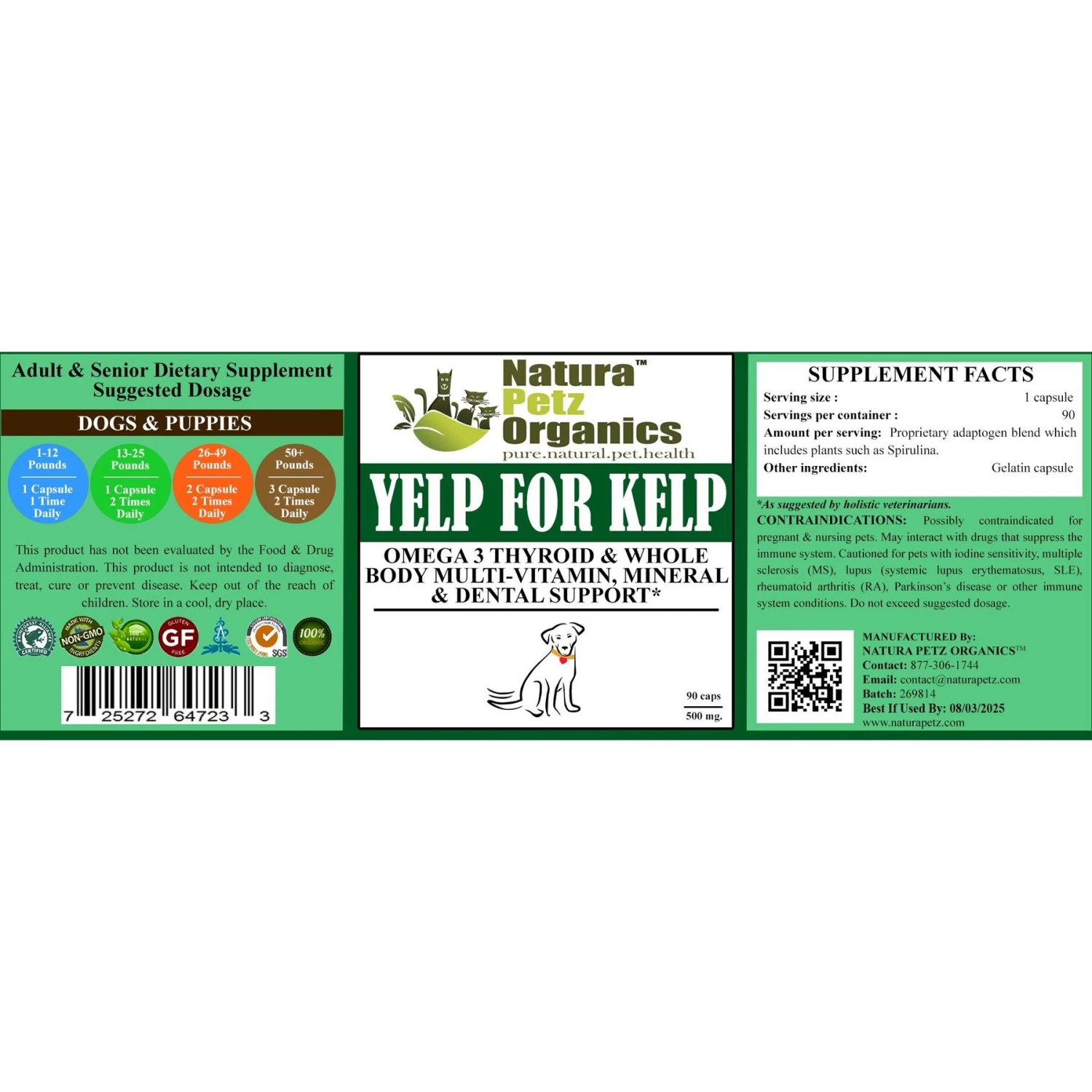 Natura Petz Organics Yelp For Kelp Dog Supplement, 90 Count 3 Natura Petz Organics Yelp For Kelp Dog Supplement, 90 Count - Image 3