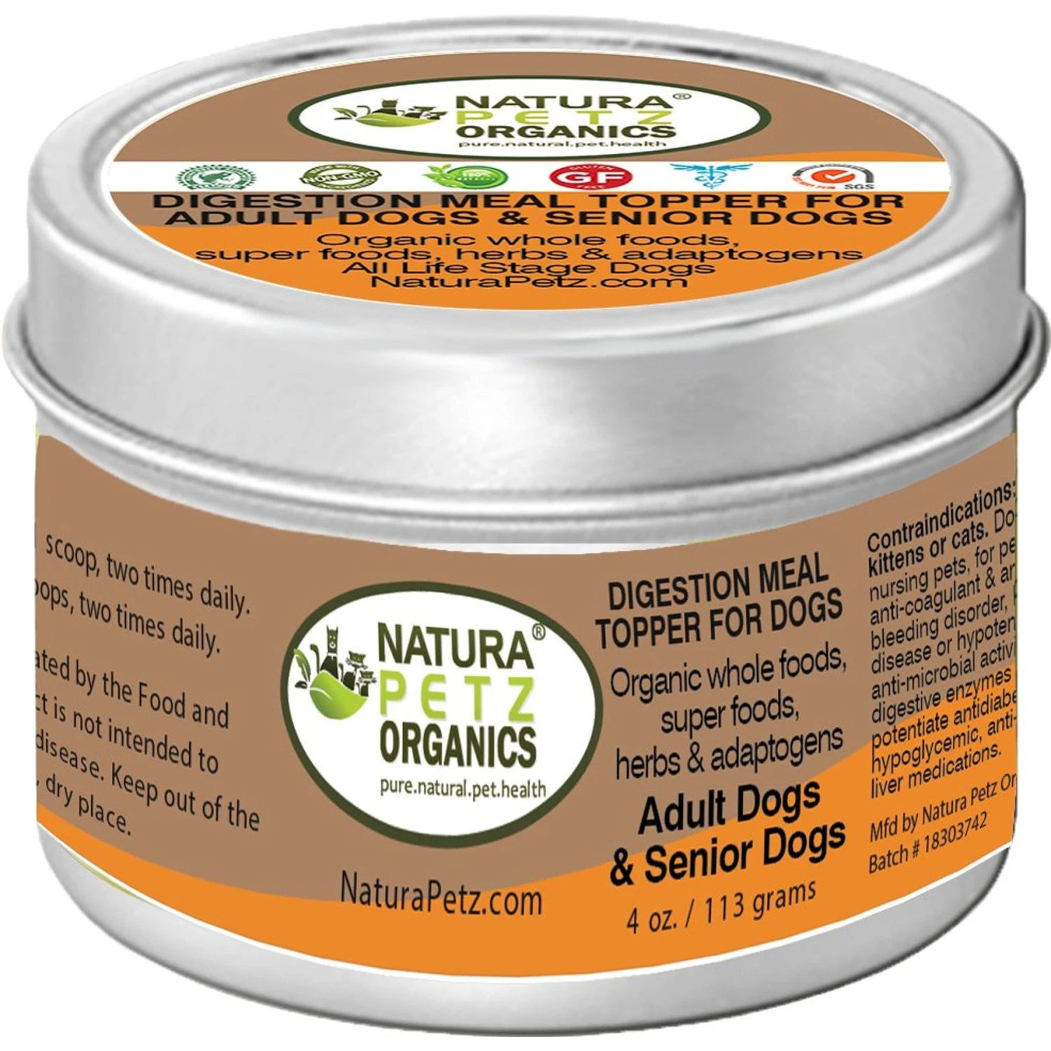 Natura Petz Organics Digestion Support Turkey Flavored Powder Digestive Aid For Dogs, 4-oz Tin 1 Natura Petz Organics Digestion Support Turkey Flavored Powder Digestive Aid For Dogs, 4-oz Tin