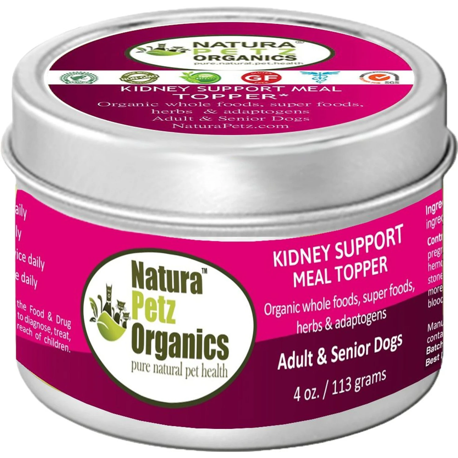 Natura Petz Organics Kidney Support Turkey Flavored Powder Kidney Supplement For Dogs, 4-oz Tin 1 Natura Petz Organics Kidney Support Turkey Flavored Powder Kidney Supplement For Dogs, 4-oz Tin