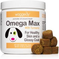 Waggedy Omega Max Joint & Skin Health Chews Supplement For Dogs, 60 Count
