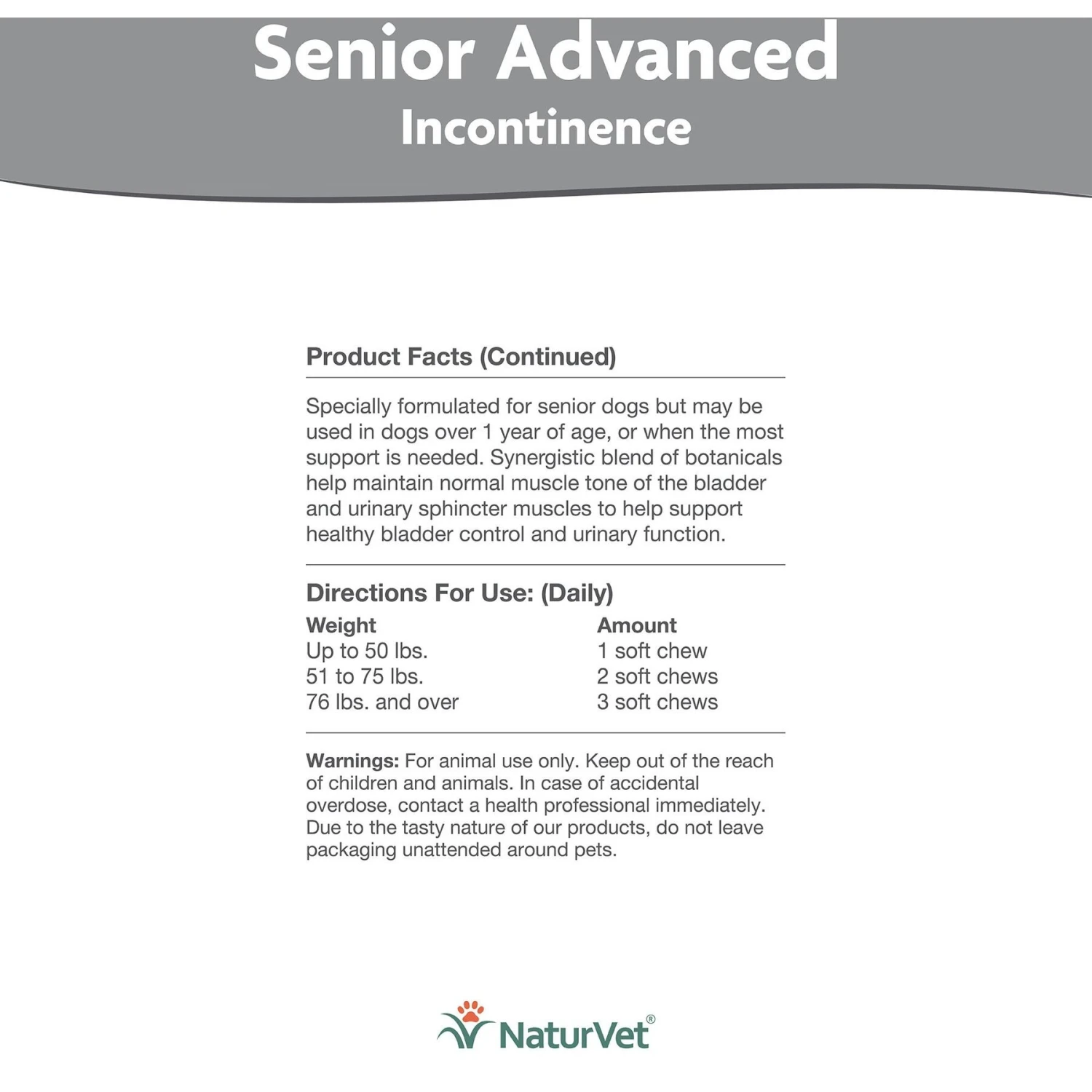 NaturVet Senior Advanced Incontinence With Non-GMO Ingredients Dog Supplement 5 NaturVet Senior Advanced Incontinence With Non-GMO Ingredients Dog Supplement - Image 5