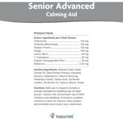 NaturVet Senior Advanced Calming Aid With Non-GMO Ingredients Dog Supplement -Pet Wellness 216650 PT3. AC SS1800 V1677269511
