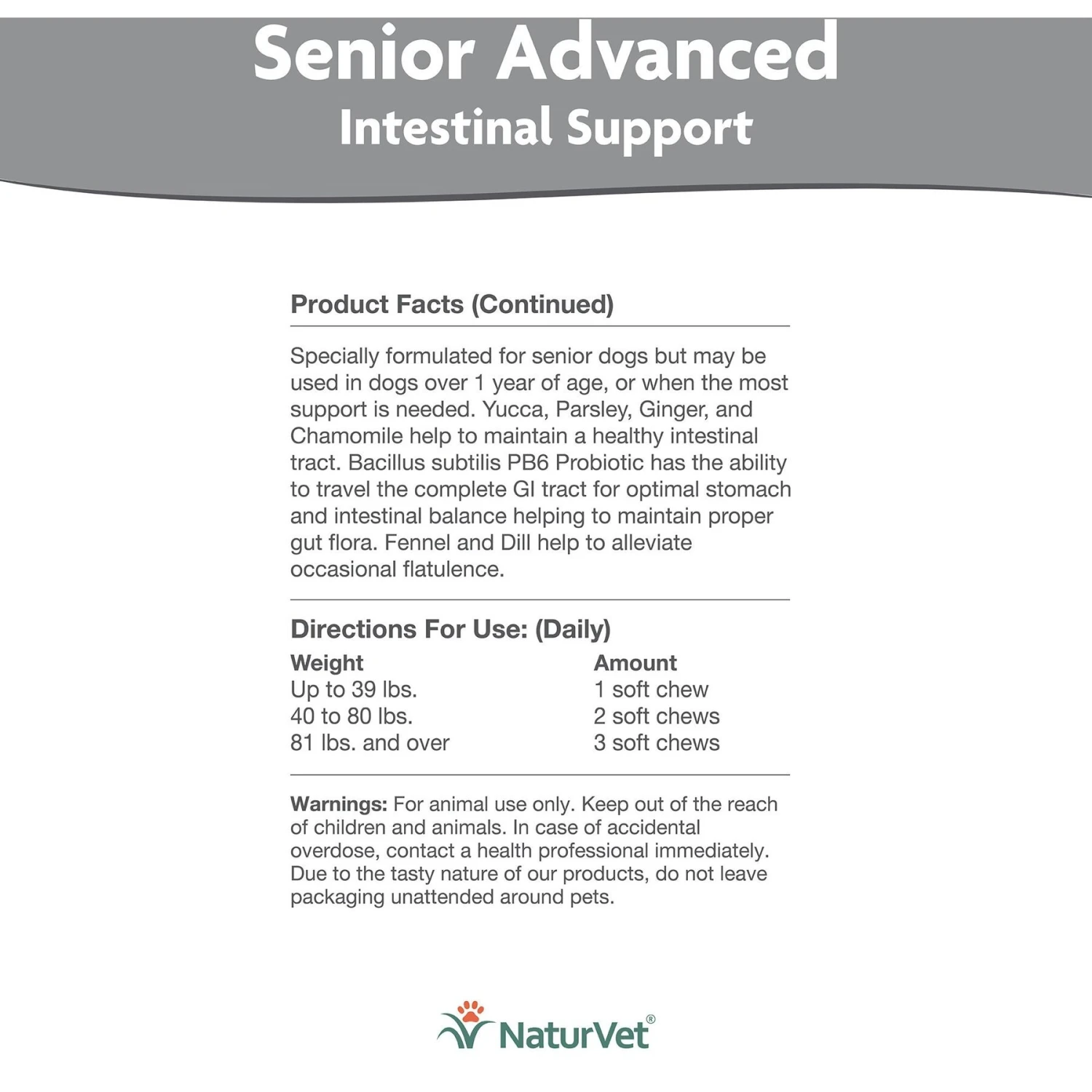 NaturVet Senior Advanced Intestinal Support With Non-GMO Ingredients Dog Supplement 5 NaturVet Senior Advanced Intestinal Support With Non-GMO Ingredients Dog Supplement - Image 5