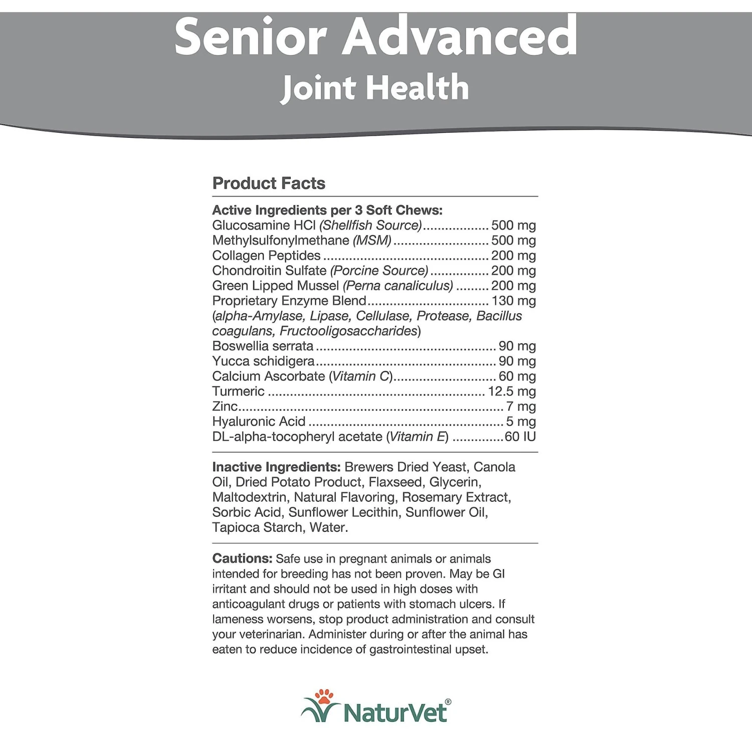 NaturVet Senior Advanced Joint Health Glucosamine, MSM, Chondroition & Collagen Dog Supplement 4 NaturVet Senior Advanced Joint Health Glucosamine, MSM, Chondroition & Collagen Dog Supplement - Image 4