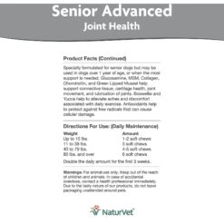 NaturVet Senior Advanced Joint Health Glucosamine, MSM, Chondroition & Collagen Dog Supplement 9 NaturVet Senior Advanced Joint Health Glucosamine, MSM, Chondroition & Collagen Dog Supplement -Pet Wellness 216657 PT4. AC SS1800 V1595366157