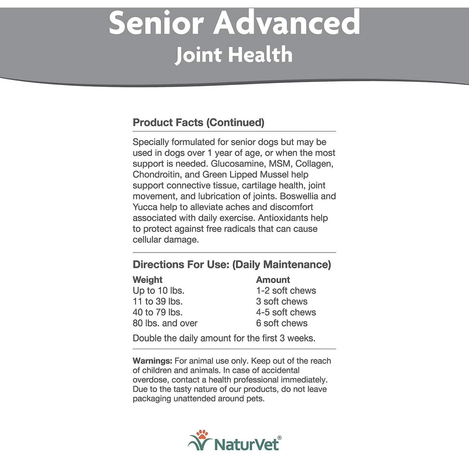 NaturVet Senior Advanced Joint Health Glucosamine, MSM, Chondroition & Collagen Dog Supplement 5 NaturVet Senior Advanced Joint Health Glucosamine, MSM, Chondroition & Collagen Dog Supplement - Image 5