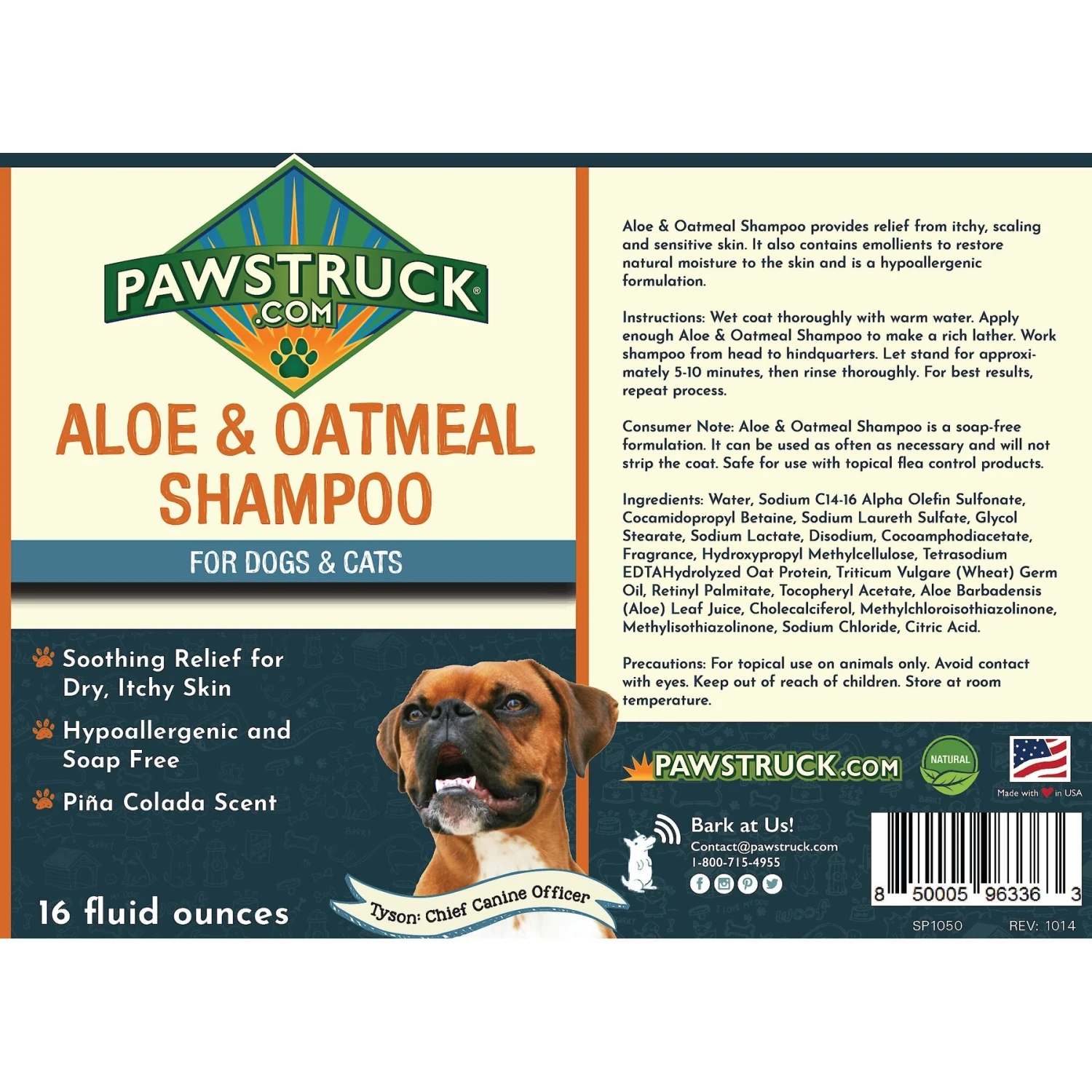 Pawstruck Aloe & Oatmeal Dog & Cat Shampoo, 16-oz Bottle 2 Pawstruck Aloe & Oatmeal Dog & Cat Shampoo, 16-oz Bottle - Image 2