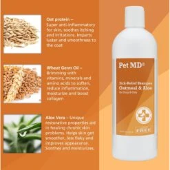Pet MD Oatmeal & Aloe Itch Relief Dog & Cat Shampoo, 16-oz Bottle -Pet Wellness 217814 PT3. AC SS1800 V1659886767