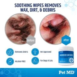 Pet MD Advanced Dog & Cat Ear Cleaner Wipes, 100 Count -Pet Wellness 217820 PT2. AC SS1800 V1659886770