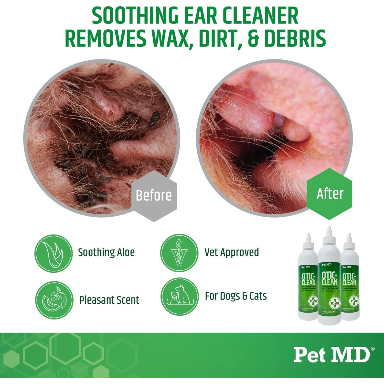 Pet MD Otic Clean Cucumber Melon Scent Dog & Cat Ear Cleanser, 8-oz Bottle 3 Pet MD Otic Clean Cucumber Melon Scent Dog & Cat Ear Cleanser, 8-oz Bottle - Image 3