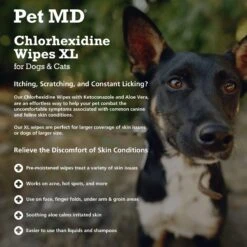 Pet MD Chlorhexidine Antiseptic Dog & Cat Wipes, 70 Count -Pet Wellness 217832 PT2. AC SS1800 V1659886713