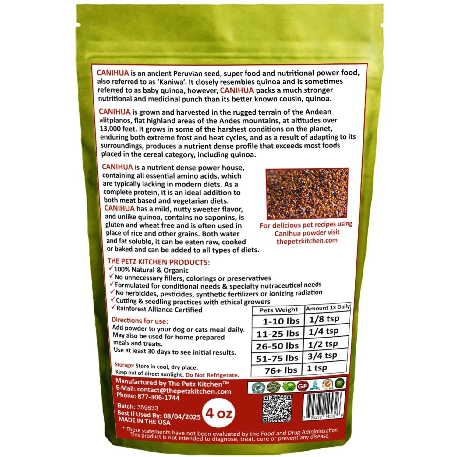 The Petz Kitchen Canihua Seeds Dog & Cat Supplement 2 The Petz Kitchen Canihua Seeds Dog & Cat Supplement - Image 2