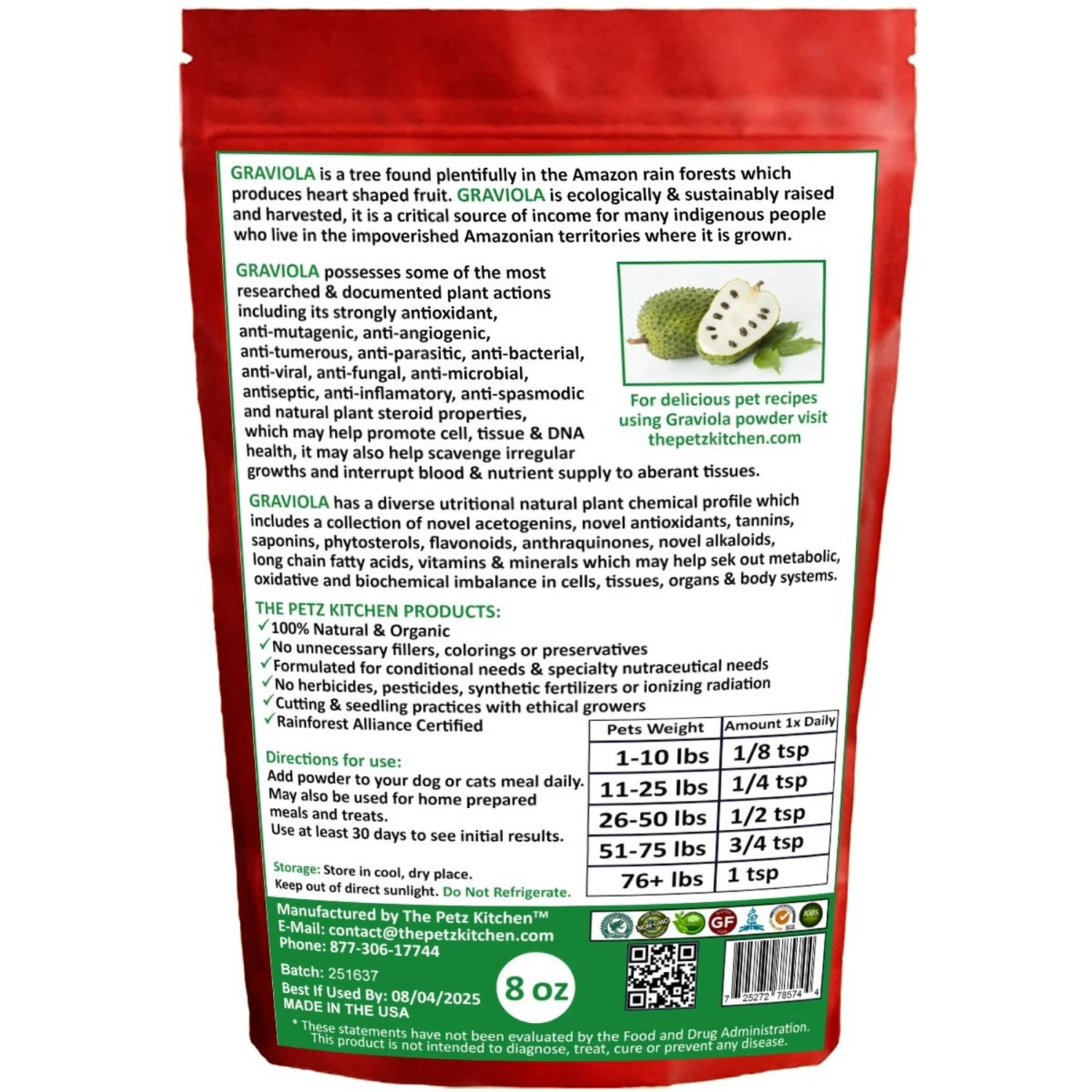 The Petz Kitchen Graviola Powder Dog & Cat Supplement 2 The Petz Kitchen Graviola Powder Dog & Cat Supplement - Image 2