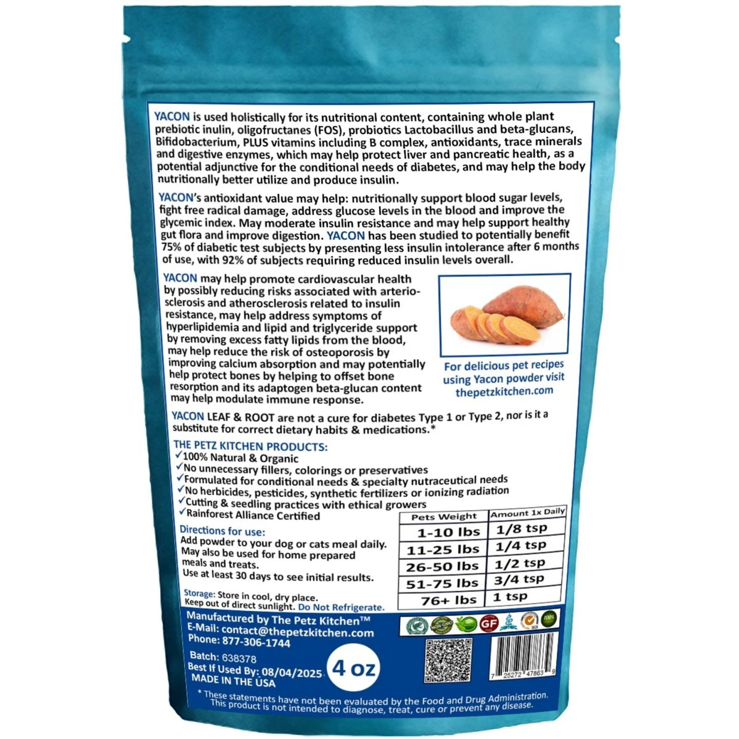The Petz Kitchen Yacon Powder Dog & Cat Supplement 2 The Petz Kitchen Yacon Powder Dog & Cat Supplement - Image 2