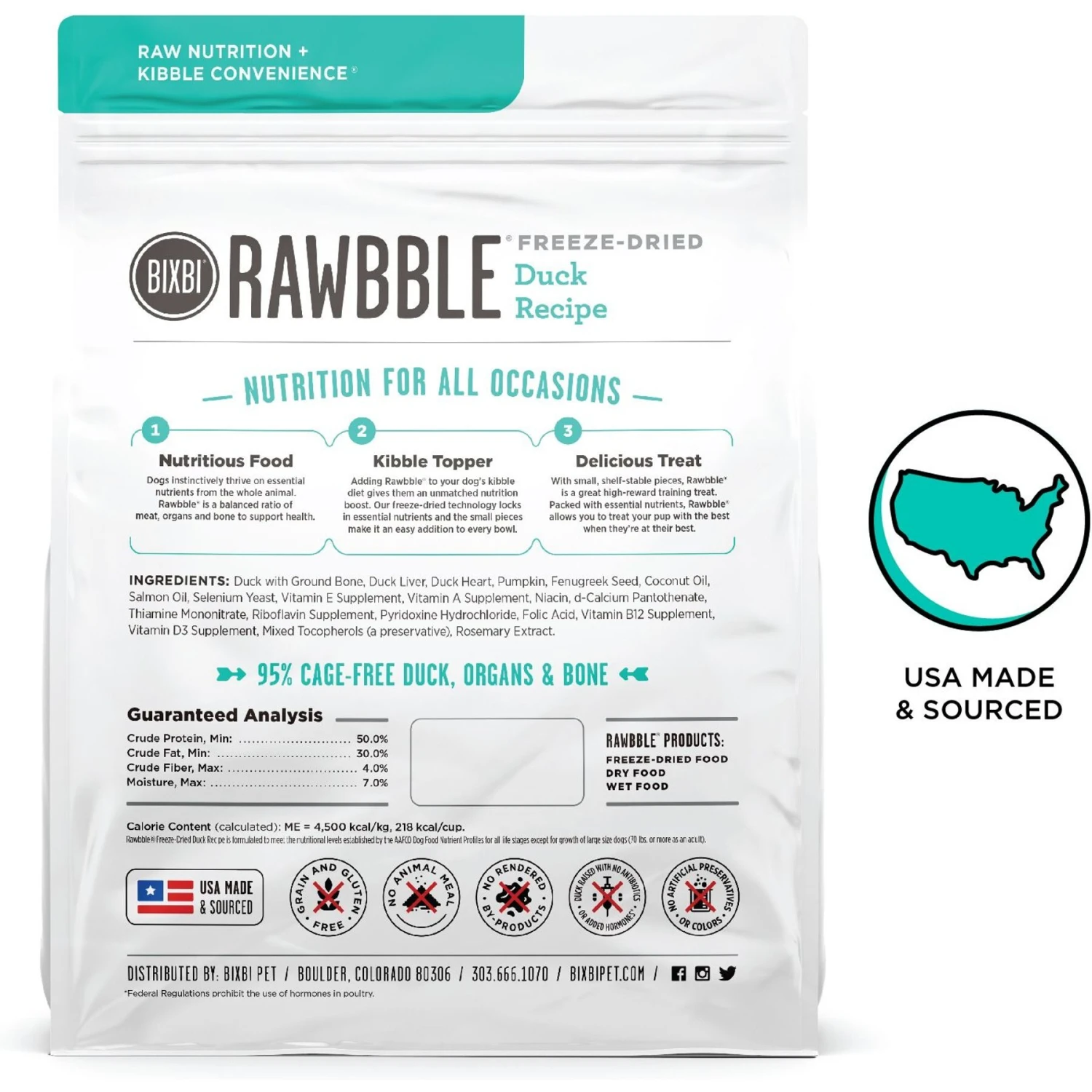 BIXBI Rawbble Duck Recipe Grain-Free Freeze-Dried Dog Food 2 BIXBI Rawbble Duck Recipe Grain-Free Freeze-Dried Dog Food - Image 2