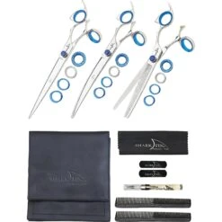 Shark Fin Right Hand Swivel Deluxe Dog Shear Grooming Kit