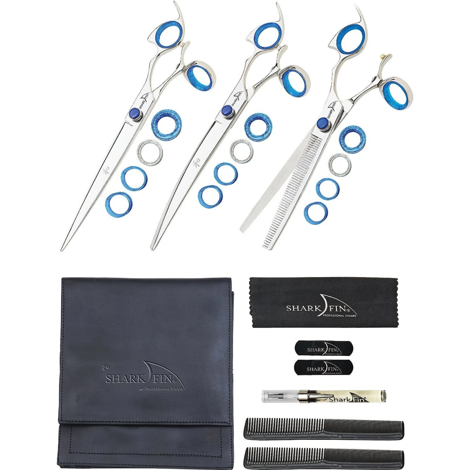 Shark Fin Right Hand Swivel Deluxe Dog Shear Grooming Kit 1 Shark Fin Right Hand Swivel Deluxe Dog Shear Grooming Kit