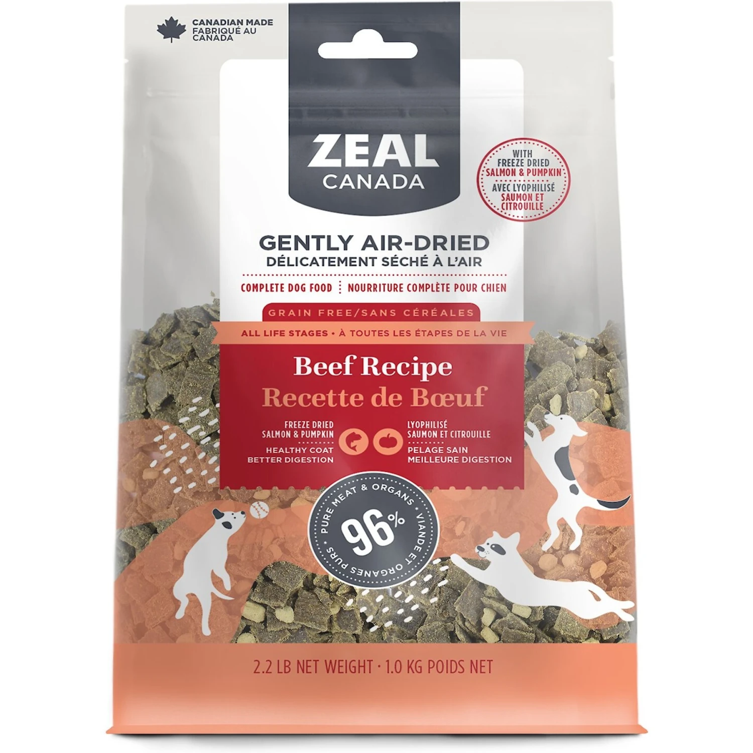 Zeal Canada Gently Beef Recipe & Freeze-Dried Salmon & Pumpkin Grain-Free Air-Dried Dog Food 1 Zeal Canada Gently Beef Recipe & Freeze-Dried Salmon & Pumpkin Grain-Free Air-Dried Dog Food