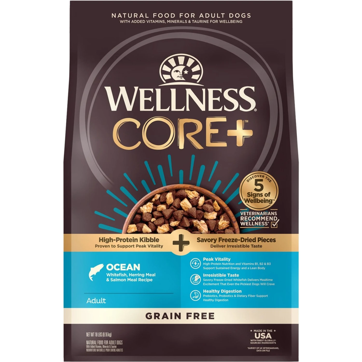 Wellness CORE RawRev High Protein Grain-Free Ocean Whitefish, Herring & Salmon Meal Recipe Dry Dog Food 1 Wellness CORE RawRev High Protein Grain-Free Ocean Whitefish, Herring & Salmon Meal Recipe Dry Dog Food