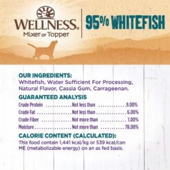 Wellness 95% Whitefish Natural Grain-Free Wet Dog Food Topper, 13.2-oz Can, Case Of 12 -Pet Wellness 222332 PT5. AC SS1800 V1657656280