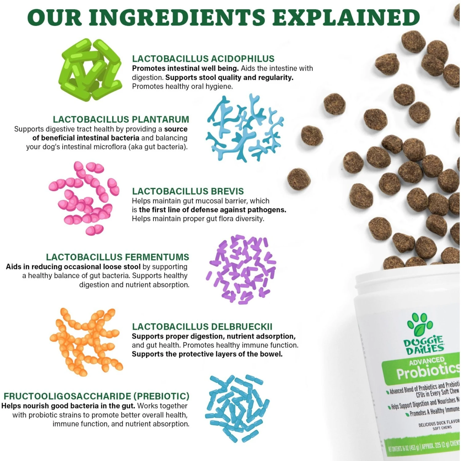 Doggie Dailies Advanced Probiotics Pumpkin Flavor Soft Chew Dog Supplement, 225 Count 5 Doggie Dailies Advanced Probiotics Pumpkin Flavor Soft Chew Dog Supplement, 225 Count - Image 5