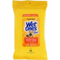 Wet Ones Anti Bacterial Paw & Tushie Tropical Splash Scent Dog Wipes