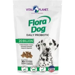 Vital Planet Flora Dog 20 Billion Daily Probiotic Soft Chew Dog Supplement