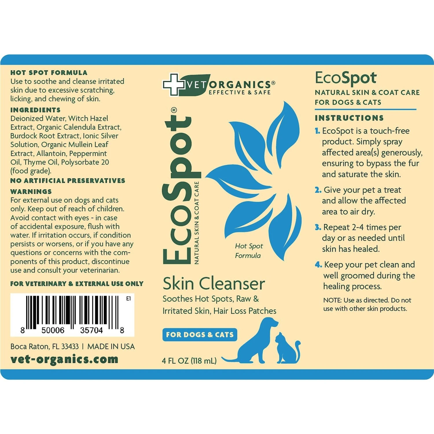 Vet Organics EcoSpot Hot Spot Dog & Cat Spray 3 Vet Organics EcoSpot Hot Spot Dog & Cat Spray - Image 3