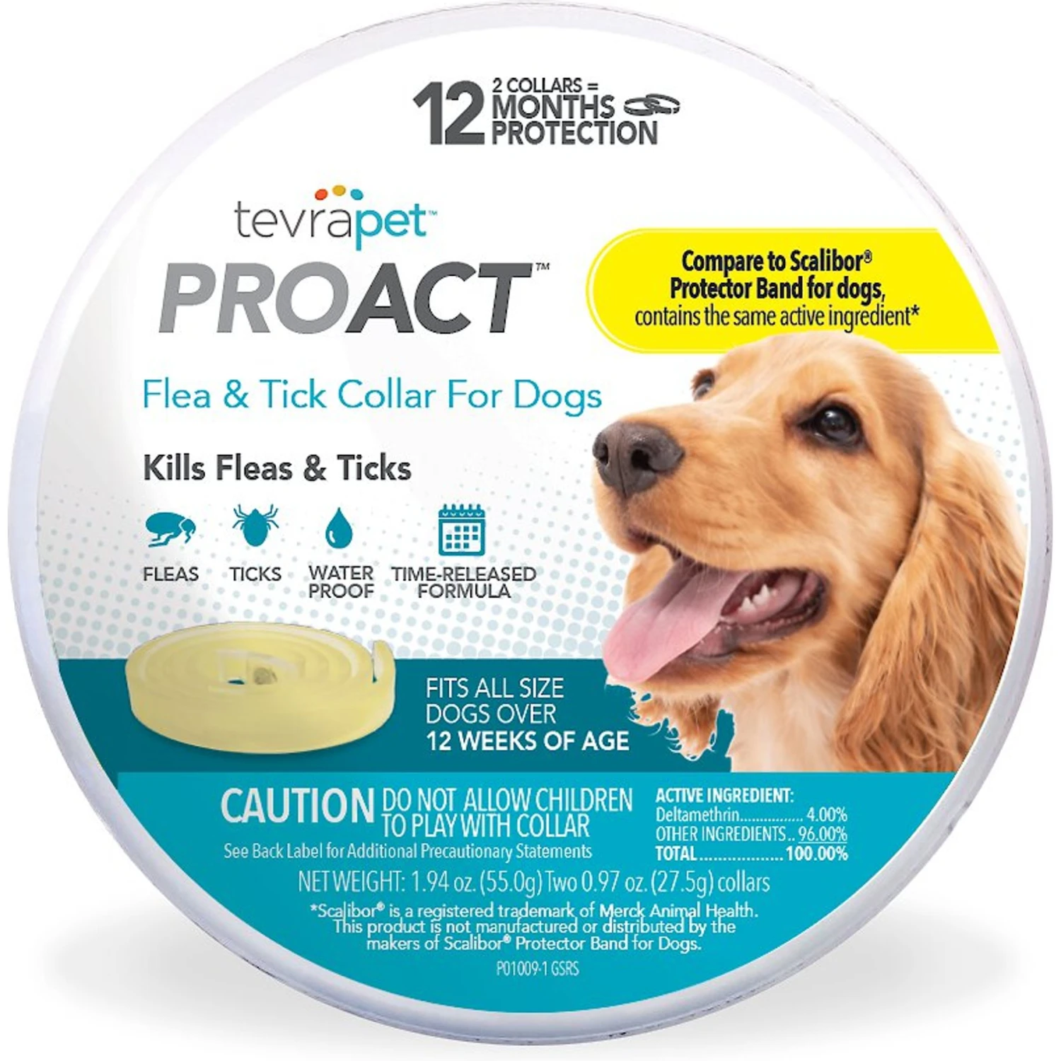 TevraPet ProAct 6 Month Flea & Tick Collar For Dogs 1 TevraPet ProAct 6 Month Flea & Tick Collar For Dogs