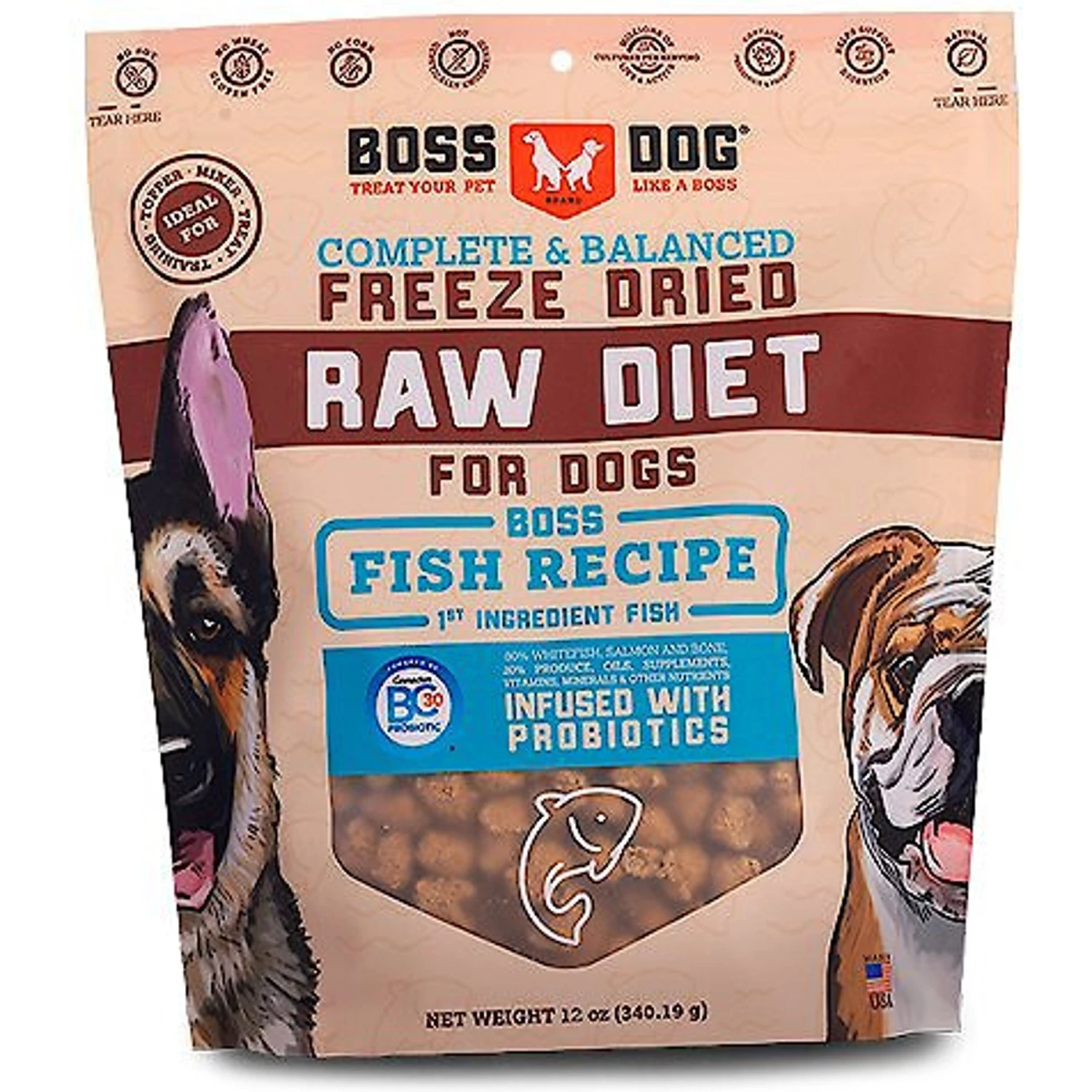 Boss Dog Fish Flavor Freeze-Dried Dog Food, 12-oz Pouch 1 Boss Dog Fish Flavor Freeze-Dried Dog Food, 12-oz Pouch
